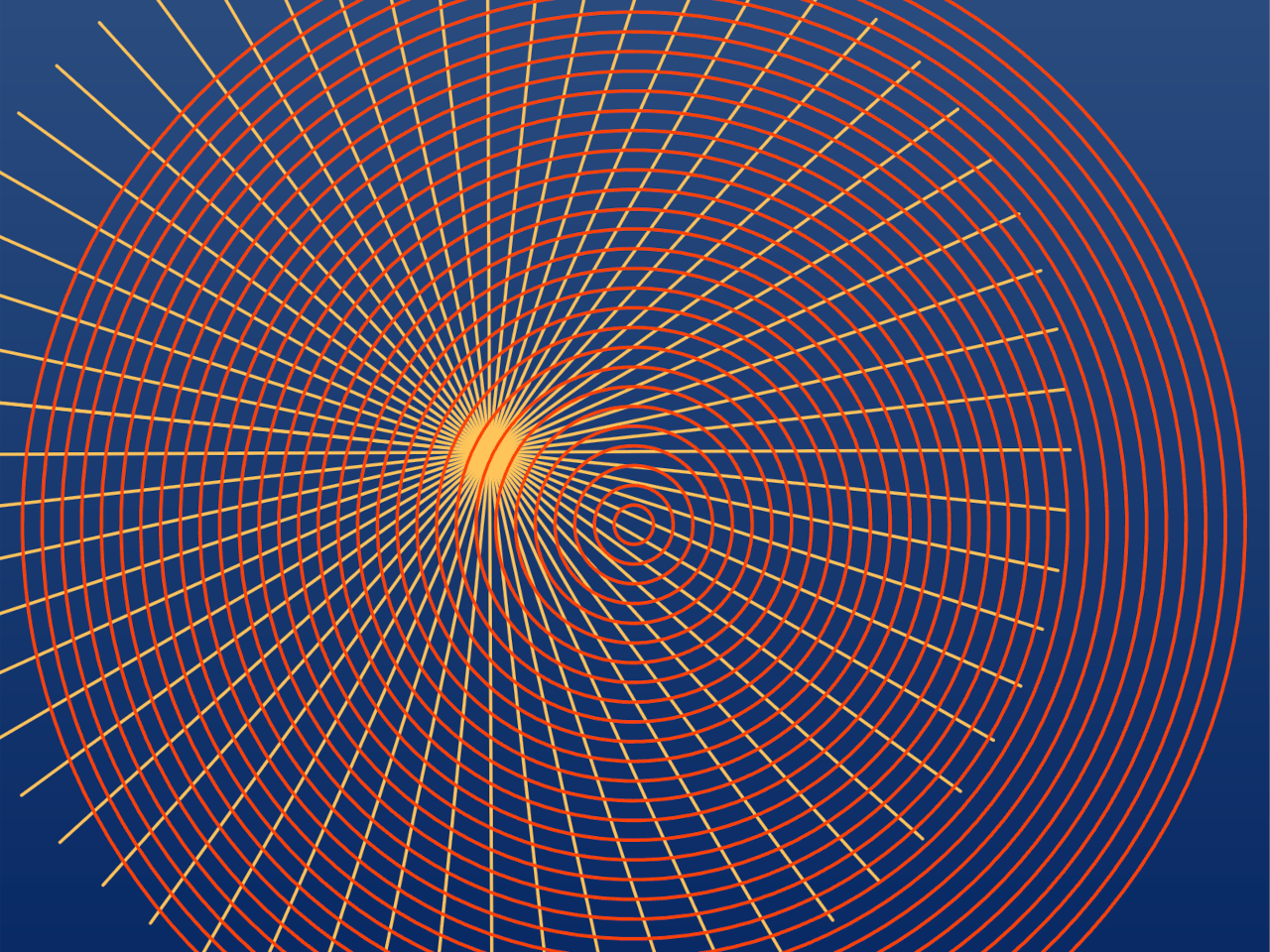 Two shapes interacting and creating a moiré effect