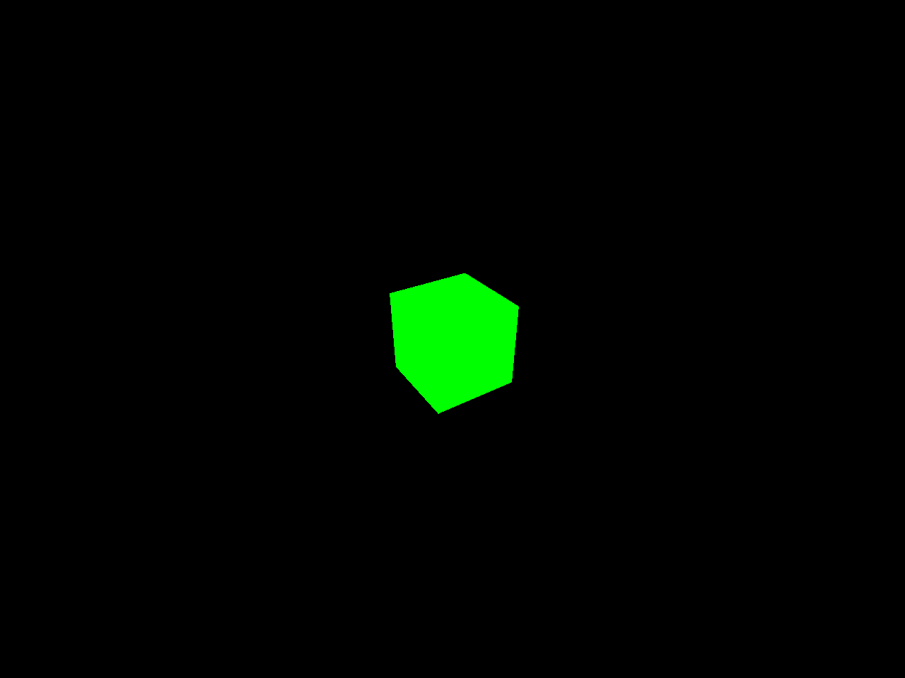 Three dimensional green cube on black background
